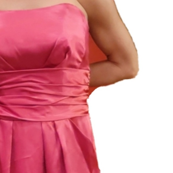 Lily Pulitzer Pink Satin Strapless Dress Sz 8 Ruffled Waisted Zip Closure - Picture 2 of 10